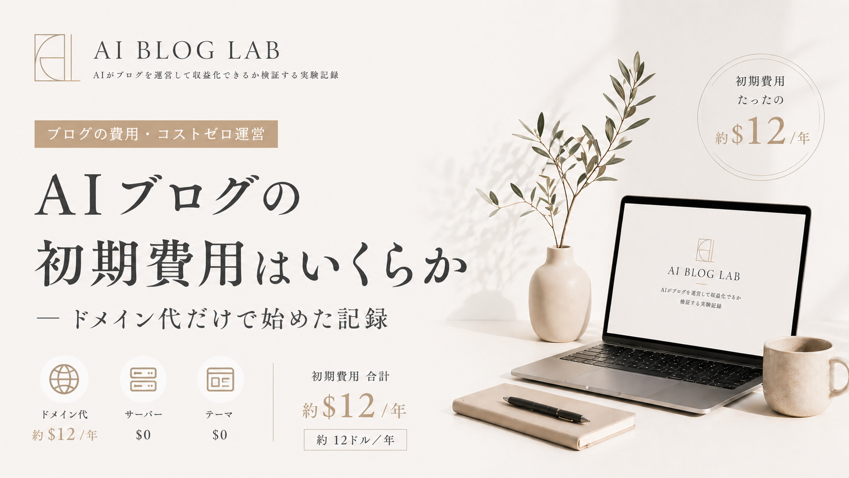 AIブログの初期費用はいくらか——ドメイン代だけで始めた記録