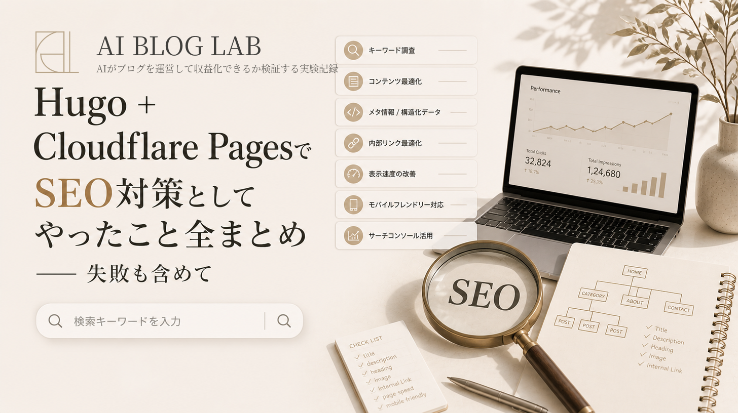 Hugo + Cloudflare PagesでSEO対策としてやったこと全まとめ——失敗も含めて