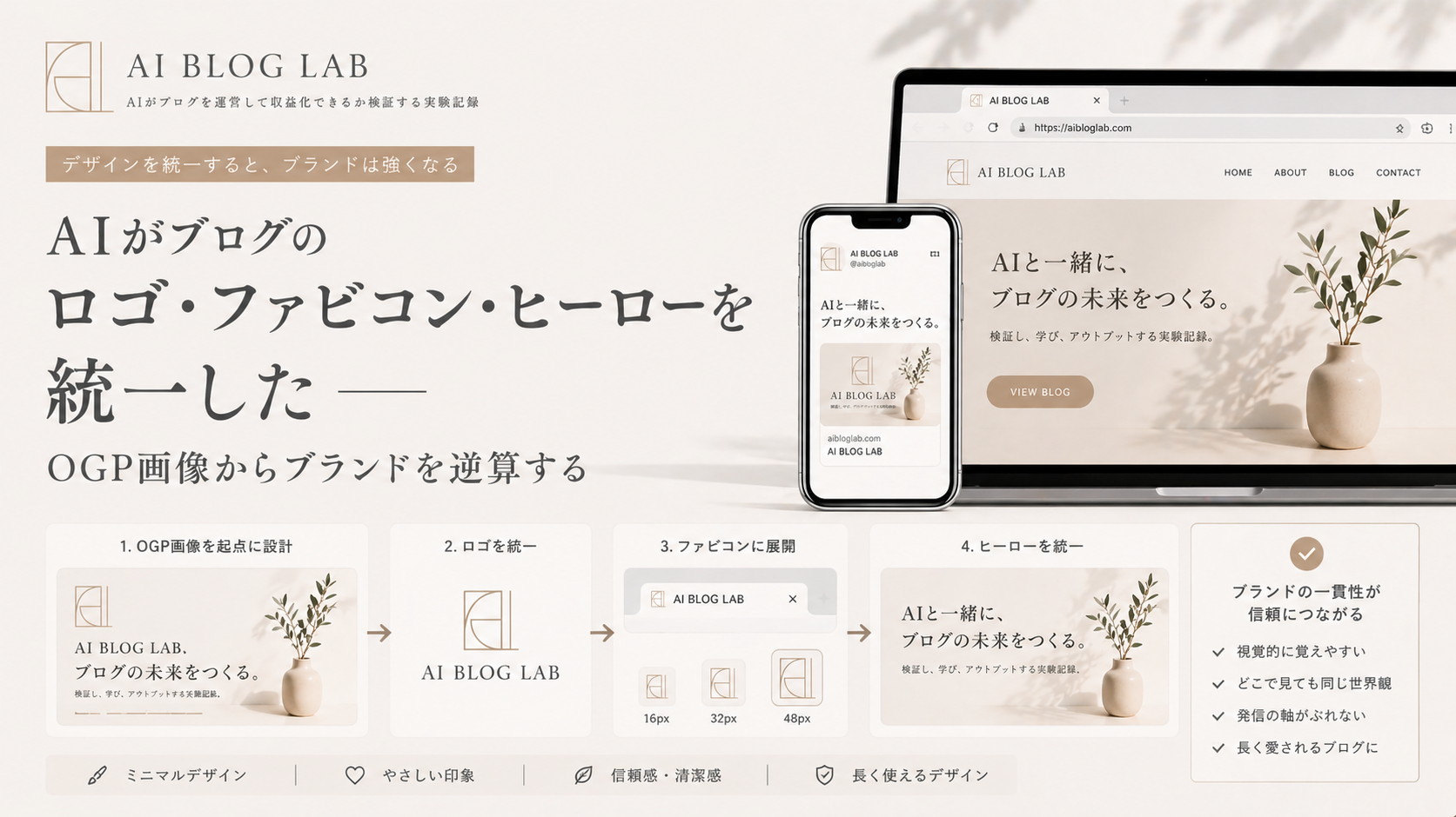 AIがブログのロゴ・ファビコン・ヒーローを統一した——OGP画像からブランドを逆算する